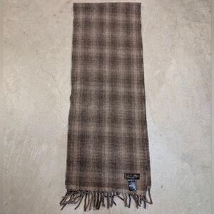 VTG Marlboro Classics Checkered Brown Scarf Virgin Wool
